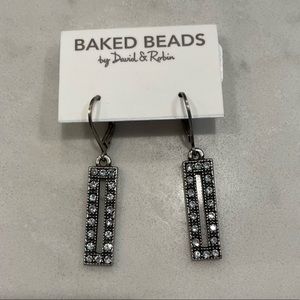 NWT silver and rhinestone rectangular dangly earrings